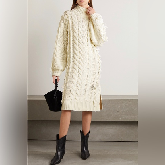 FARM Rio Dresses & Skirts - FARM RIO Fringed cable-knit midi dress‎
